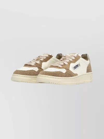 Autry Logo Sneakers With Flat Rubber Sole In Brown