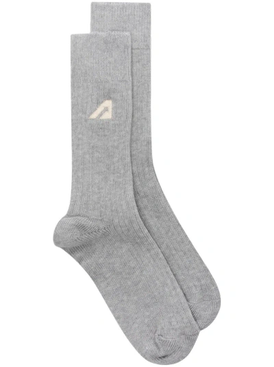 Autry Logo Socks In Gray