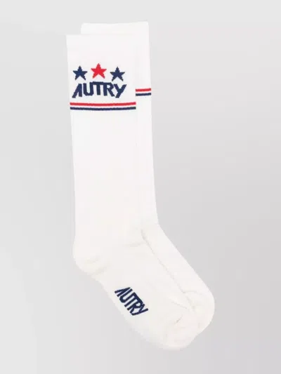 Autry Logo Socks Star Motif In White