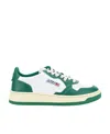 Autry White And Green Two-tone Leather Medalist Low Sneakers In White