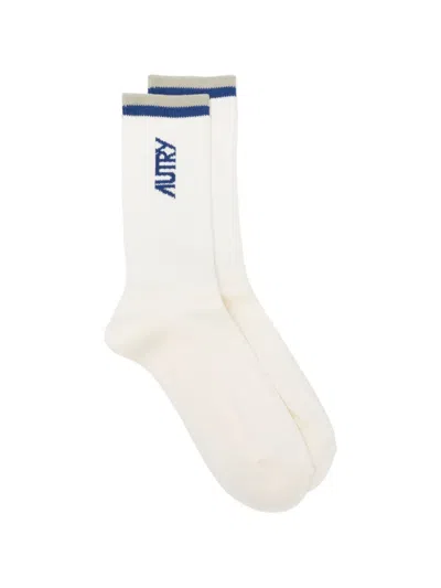 Autry Logo Stripe Socks In White