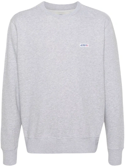 Autry Logo-patch Cotton Sweatshirt In Melange Grey