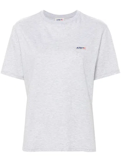 Autry Logo-patch Cotton T-shirt In Gray