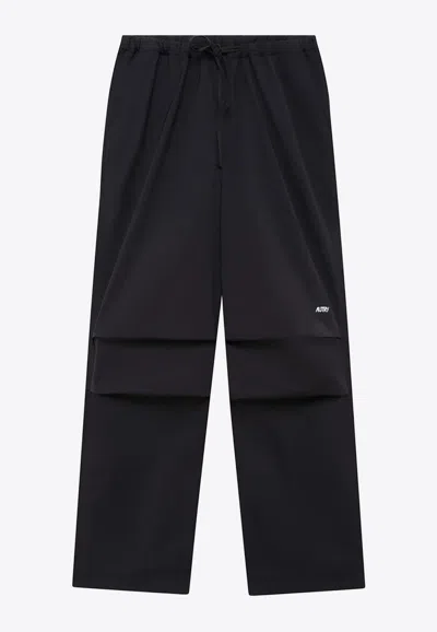Autry Logo Tech Parachute Pants In Black