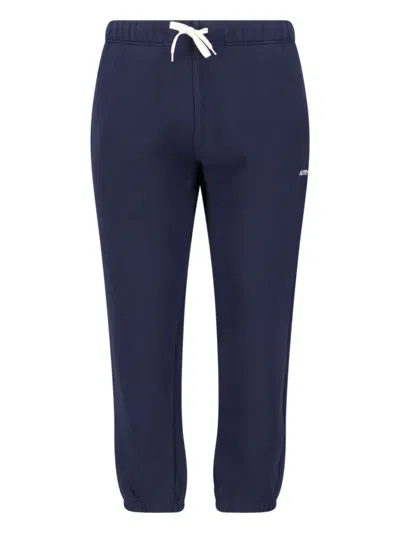 Autry Relaxed Fit Blue Trousers With Elastic Waistband In Black