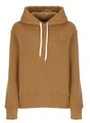 Autry Beige Cotton Hoodie With Contrasting Drawstrings In Brown