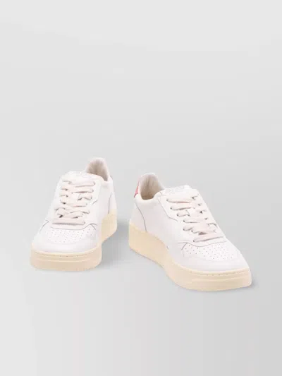 Autry Logoed Leather Tab Sneakers In Neutral