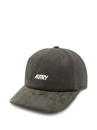 Autry Logo-embroidered Corduroy-trimmed Baseball Cap In Gray