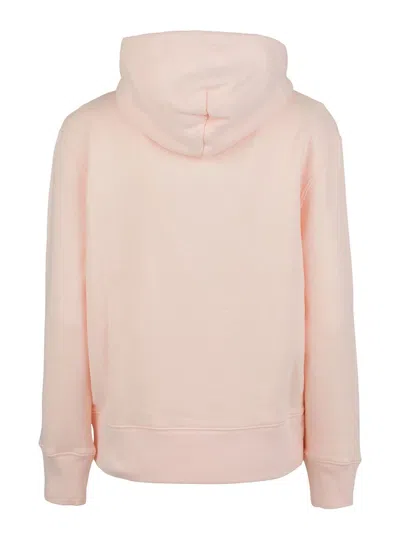 Autry Logo-embroidered Cotton Hooded Sweatshirt In Pink