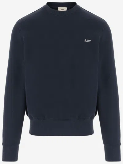 Autry Logo-embroidered Cotton Sweatshirt In Blue