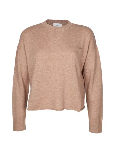 Autry Logo-embroidered Cropped Sweater In Blue