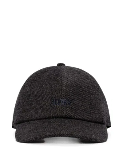 Autry Logo-embroidered Herringbone Baseball Cap In Transparent