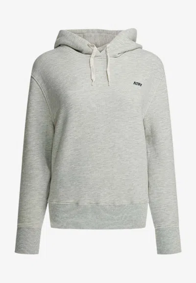 Autry Logo-embroidered Hooded Sweatshirt In Neutral