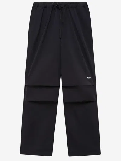 Autry Logo-embroidered Nylon Trousers In Black
