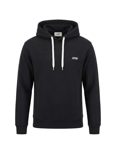 Autry Logo-print Drawstring Hoodie In Black