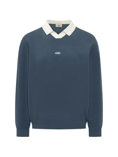 Autry Logo-print Knitted Sweatshirt In Blue