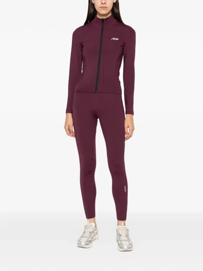 Autry Logo-print Leggings In Burgundy
