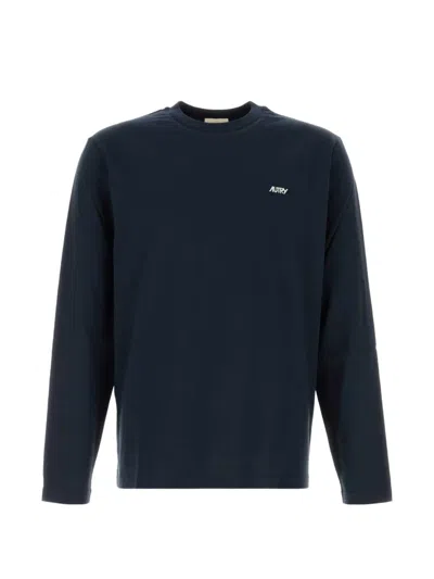Autry Long-sleeve Logo-embroidered T-shirt In Blue