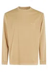 Autry Relaxed-fit Long Sleeve Shirt With Embossed Logo In Ot Sand