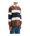 Shop Autry Striped Jersey Polo Shirt In Brown