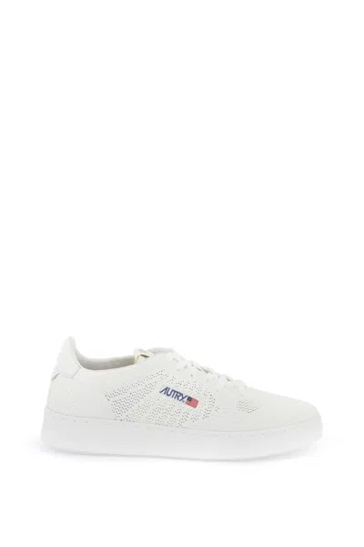 Autry 'medalist Easeknit' White Low Top Sneakers With Perforated Design In Knit Man