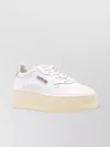 Autry Low Leather Platform Sneakers With Perforated Detailing In White