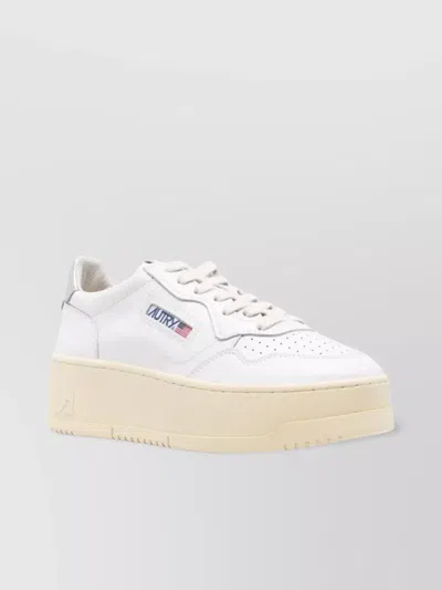 Autry Low Leather Platform Sneakers With Perforated Detailing