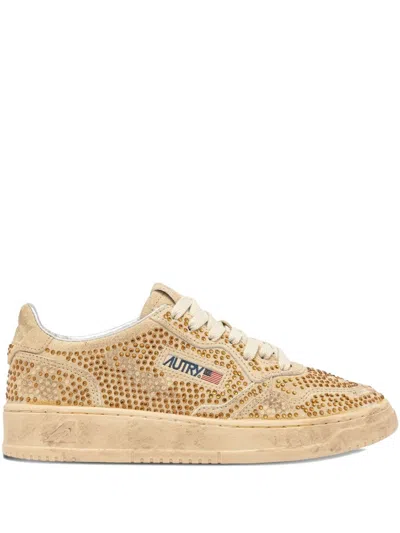 AUTRY AUTRY LOW MEDALIST SNEAKERS IN SUEDE WITH RHINESTONES