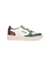 Autry Medalist Low Super Vintage Sneakers In White Pine Grove Leather And Rum Raisin In White