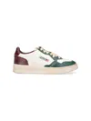 Autry Medalist Low Super Vintage Sneakers In White Pine Grove Leather And Rum Raisin In White