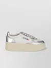 Autry White And Silver Low Top Platform Sneakers With Logo