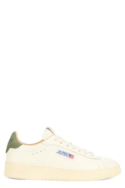 Autry Vintage Effect Lace Up Sneakers Soft Leather In Neutral