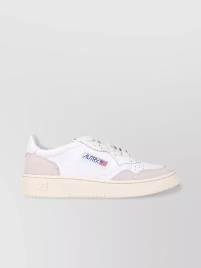 Autry Low Sneaker With Contrast Panel And Perforated Detailing In White