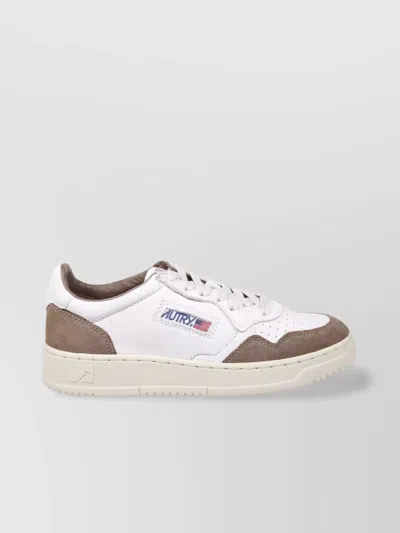 Autry Low Sneaker With Contrast Panels And Perforated Detailing In White