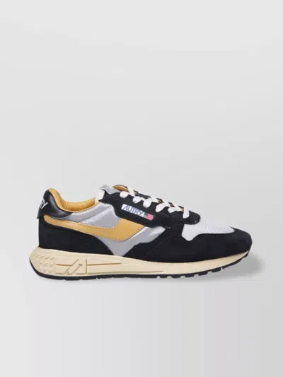 Autry Low Sneaker With Contrast Stitching And Mesh Panels In Black