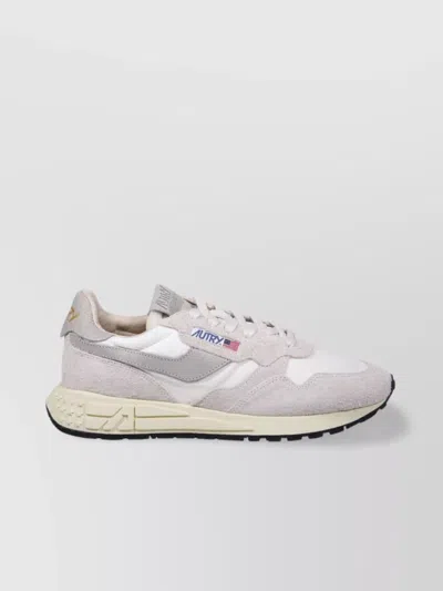 Autry Low Sneaker With Cushioned Collar And Suede Panels In White