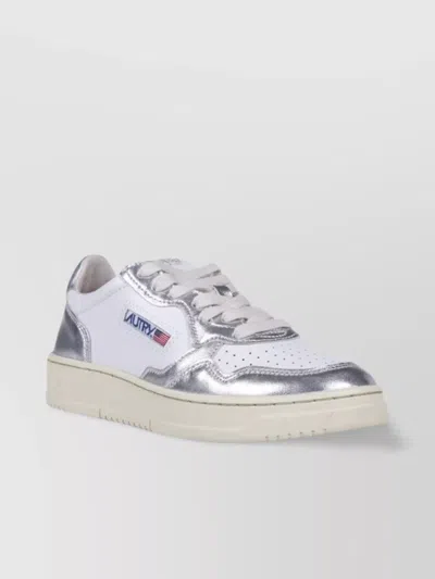 Autry Low Sneaker With Metallic Accents And Perforated Toe