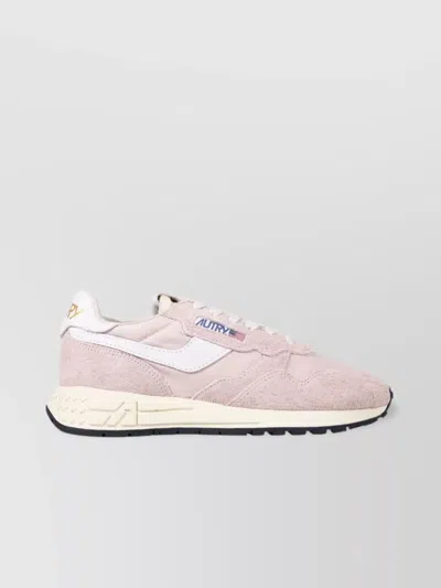 Autry Low Sneaker With Suede Panels And Rubber Sole In Neutrals