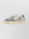 Autry Sequined Low Top Sneakers With Fabric Upper In Silver