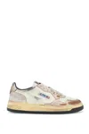 Autry 'super Vintage' White And Metallic Low Top Sneakers With Logo Detail In White