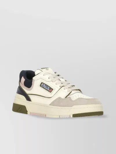 Autry Low Top Leather And Fabric Sneakers In Sand