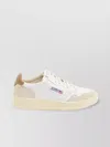 Autry Medalist Low Sneakers In White And Brown Sugar Suede And Leather In Neutral