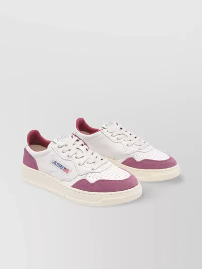 Autry Low Top Leather Sneakers With Contrast Panels In White