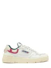 Autry Low-top Leather Sneakers With Fuchsia Suede Inserts In White
