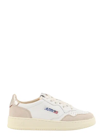 Autry Low-top Leather Sneakers With Logo Embroidery In White