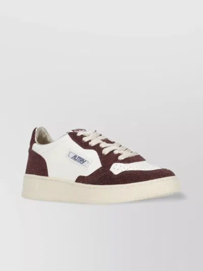 AUTRY LOW TOP LEATHER SNEAKERS WITH LUREX INSERTS