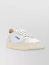 Autry Low Top Leather Sneakers With Metallic Accents In White