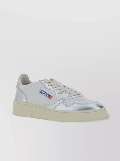 AUTRY LOW TOP LEATHER SNEAKERS WITH METALLIC ACCENTS