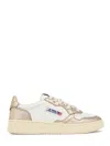 Autry Low-top Leather Sneakers With Metallic Accents In Neutral