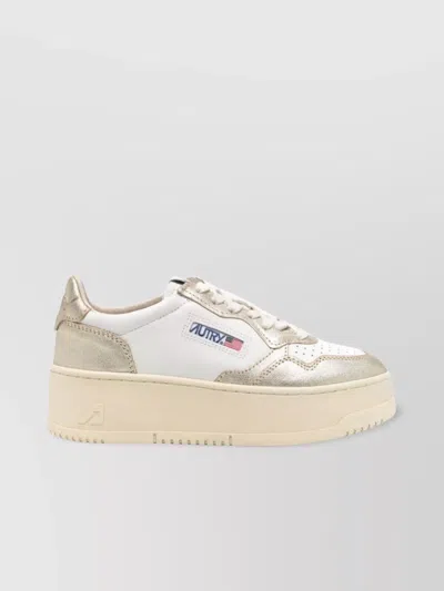 AUTRY LOW TOP LEATHER SNEAKERS WITH METALLIC PANELS